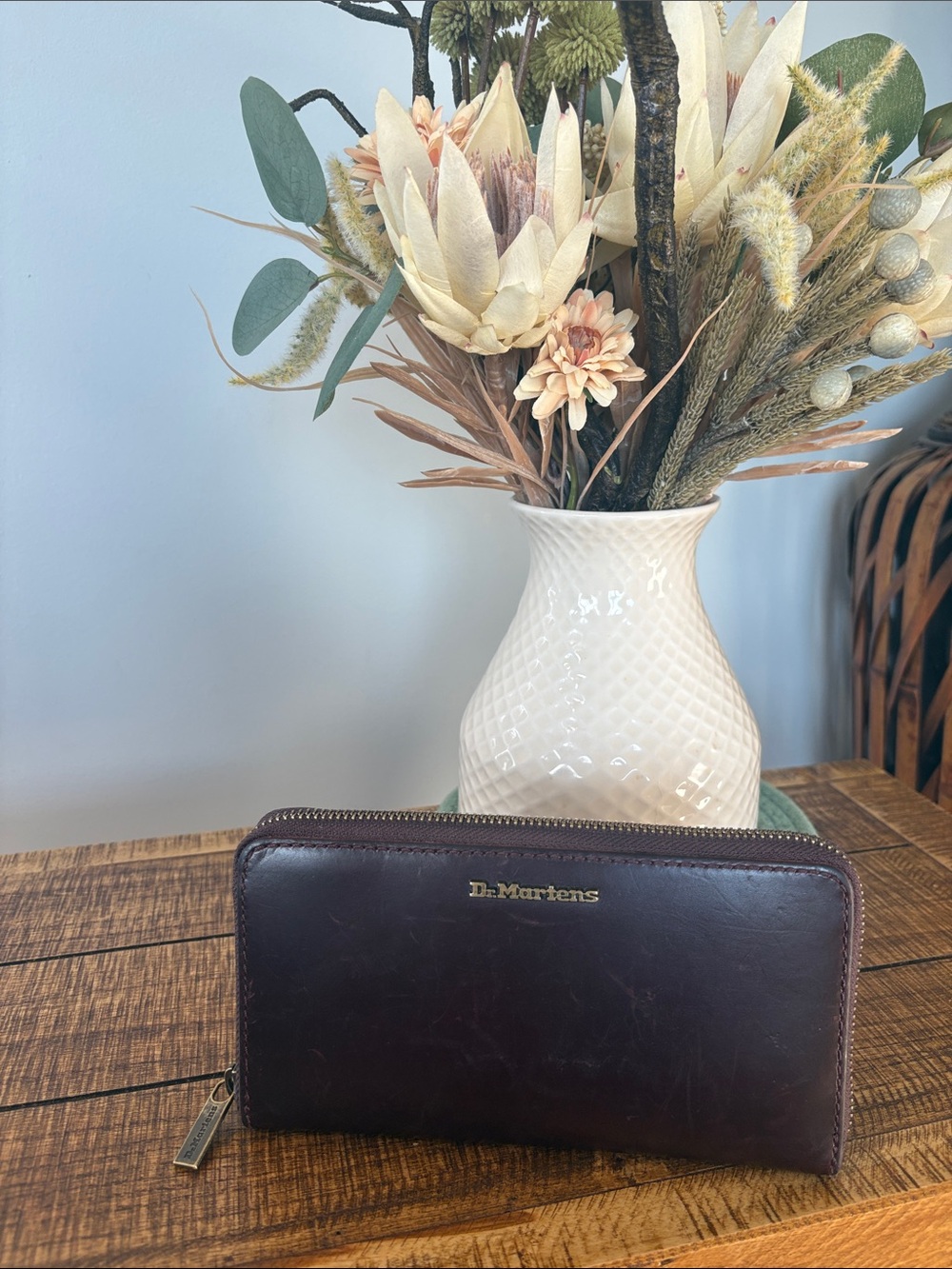Dr. Martens Dark Brown Leather Zip Wallet